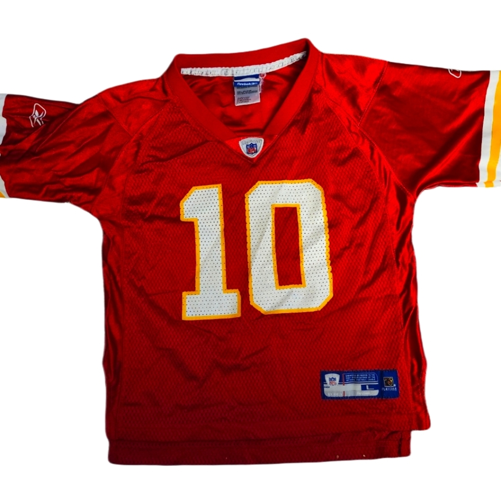 vintage boys chiefs jersey trent green #10 sz large, 7, reebok nfl